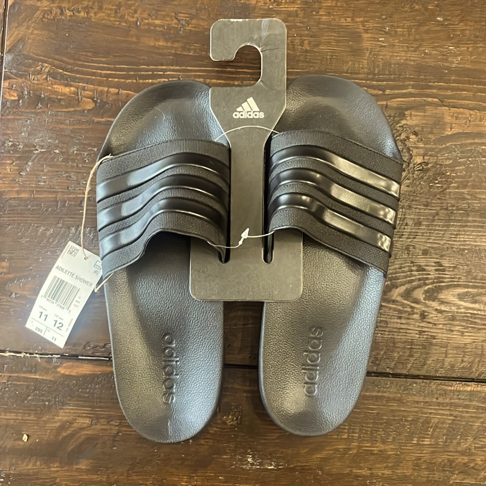 Black Adidas Slides NWT: Size 12 Men’s: Size 11 Women’s